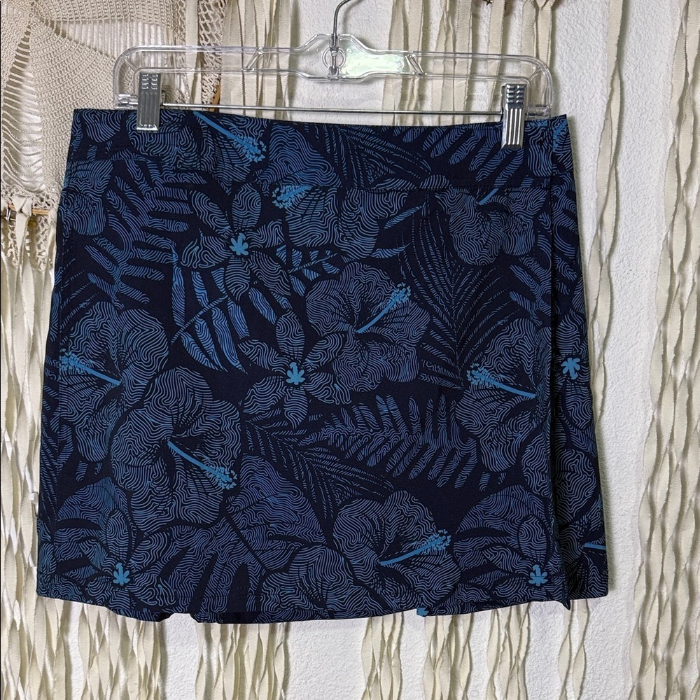 Ripskirt Navy and Blue Hibiscus Flower Print Cover UP Wrap Skirt Size M